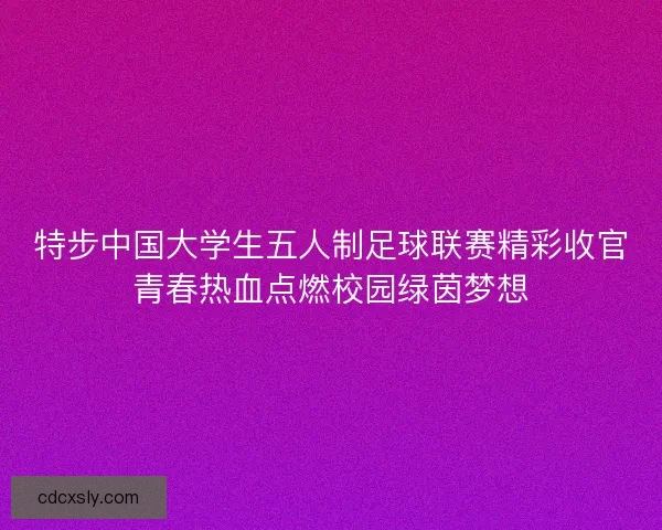 特步中国大学生五人制足球联赛精彩收官青春热血点燃校园绿茵梦想
