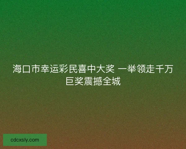 海口市幸运彩民喜中大奖 一举领走千万巨奖震撼全城
