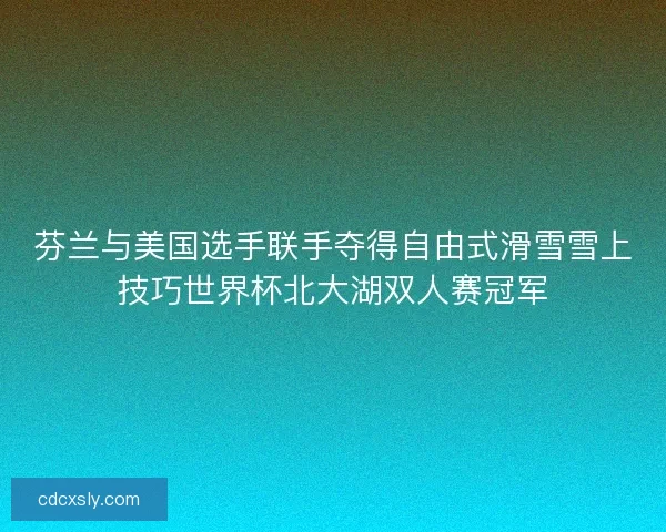 芬兰与美国选手联手夺得自由式滑雪雪上技巧世界杯北大湖双人赛冠军